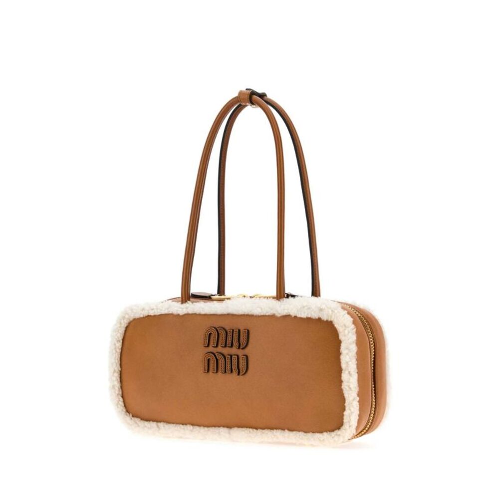 Miu Miu Women Camel Leather Arcadie Handbag - Picture 2 of 2